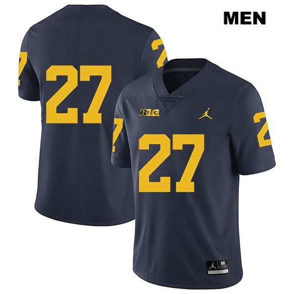 Men's NCAA Michigan Wolverines Hunter Reynolds #27 No Name Navy Jordan Brand Authentic Stitched Legend Football College Jersey OY25T30BD